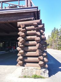 Stack of tree against sky