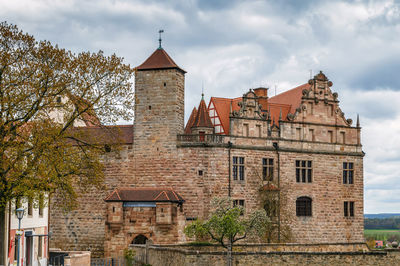 Exterior of historic building against sky