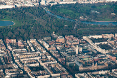 High angle view of buildings in city