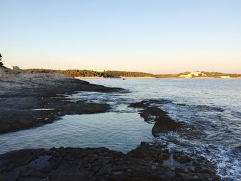 Scenic view of sea against clear sky