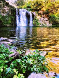 Scenic view of waterfall