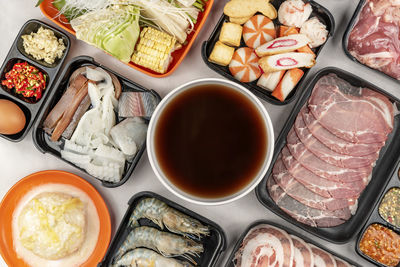 High angle view of fish on table