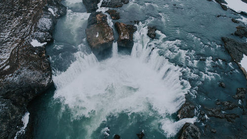 Scenic view of waterfall