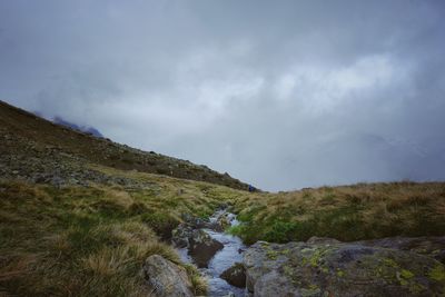 Scenic view of mountains against sky