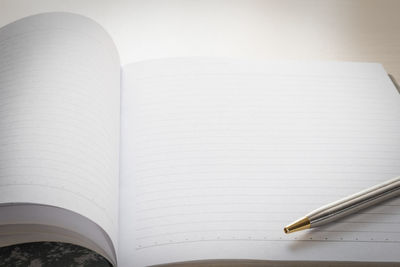 High angle view of pen on table