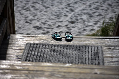 Close-up of coin-operated binoculars on table