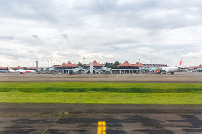 View of airport runway against sky