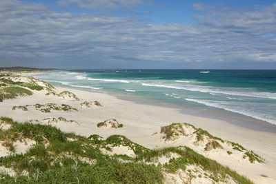 Scenic view of beach against sky