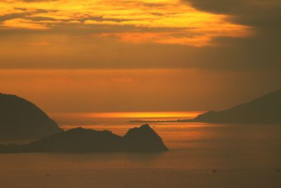 Scenic view of sea at sunset