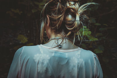 Rear view of woman with hairstyle