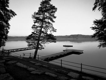 Scenic view of lake against clear sky