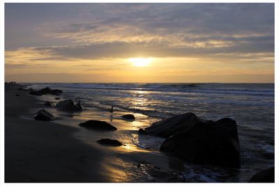 Scenic view of sea during sunset