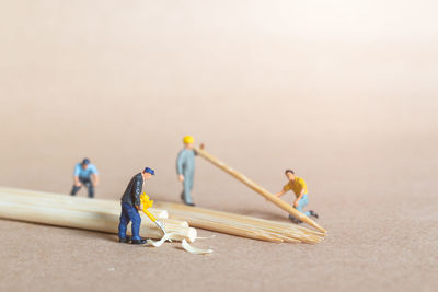 Close-up of figurines on table