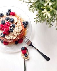 High angle view of dessert in plate