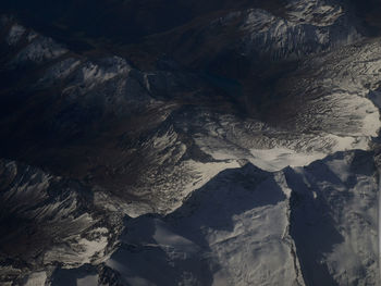 Aerial view of snowcapped mountains