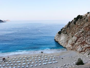 Scenic view of sea against clear sky