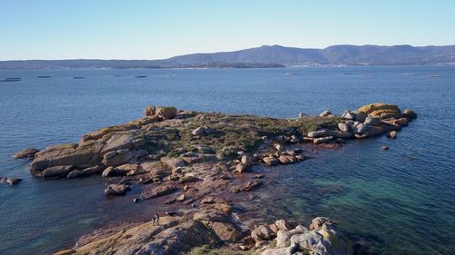 Scenic view of sea against clear sky