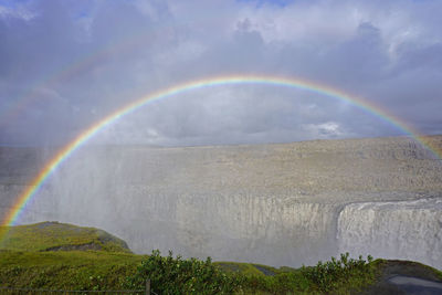 Scenic view of rainbow against sky