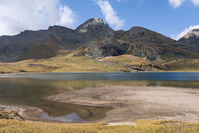 Mountain lake miserin near champorcher, aosta valley italy