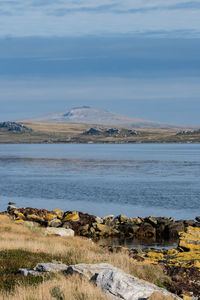 Scenic view of lake against sky