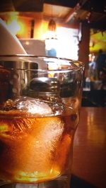 Close-up of ice tea on table in restaurant