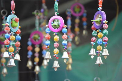 Close-up of colorful hanging lights