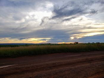 Scenic view of landscape against sky during sunset