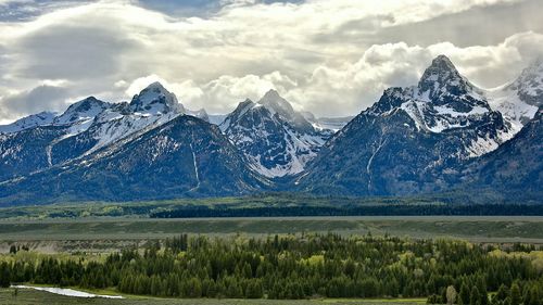 Scenic view of snowcapped mountains