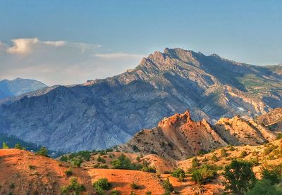 Scenic view of mountains against sky