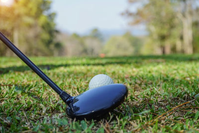 Close-up of ball on field