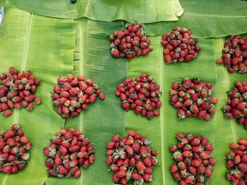 High angle view of fruits for sale in market