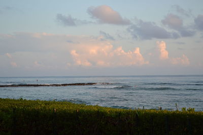 Scenic view of sea against sky during sunset