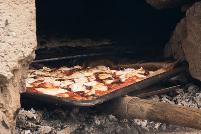 High angle view of food on table