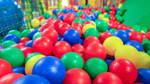 Close-up of multi colored balloons balls