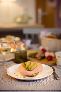 Food in plate on table