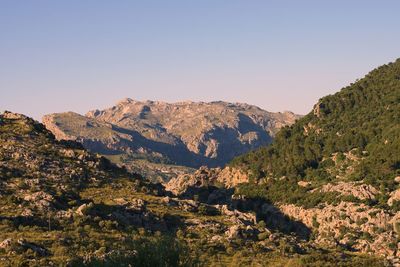 Scenic view of mountains against clear sky