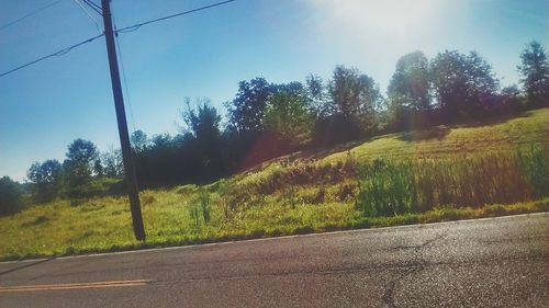 Empty road with trees in background