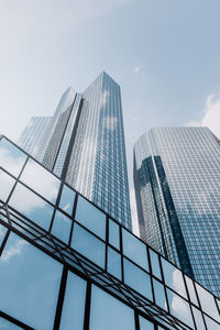 Low angle view of modern building against sky