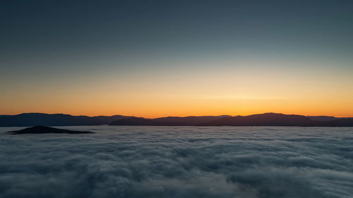 Scenic view of sea against sky during sunset,norway