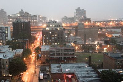 Illuminated cityscape at night