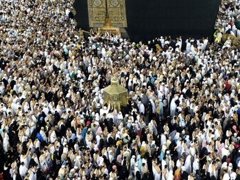 High angle view of crowd at mecca