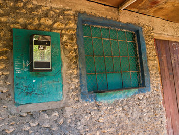 Close-up of window on old building