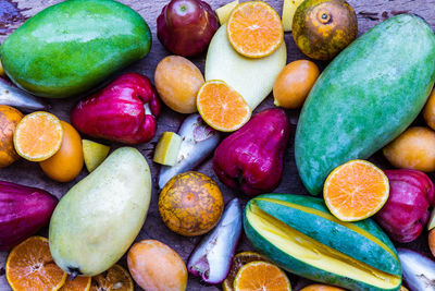 Full frame shot of multi colored fruits in market