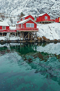 Houses by river