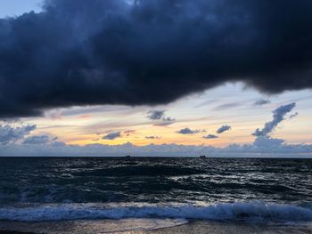 Scenic view of sea against sky during sunset