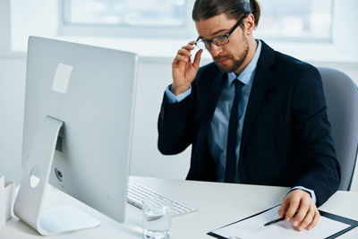 Man working on table