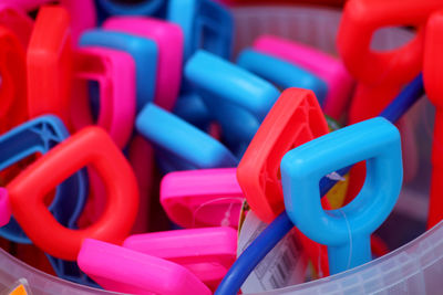 Close-up of colorful plastic outdoors