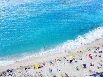 High angle view of people on beach