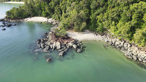 Beautiful panoramic view of an empty beach on a hot sunny day