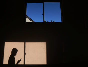 Silhouette of person against window